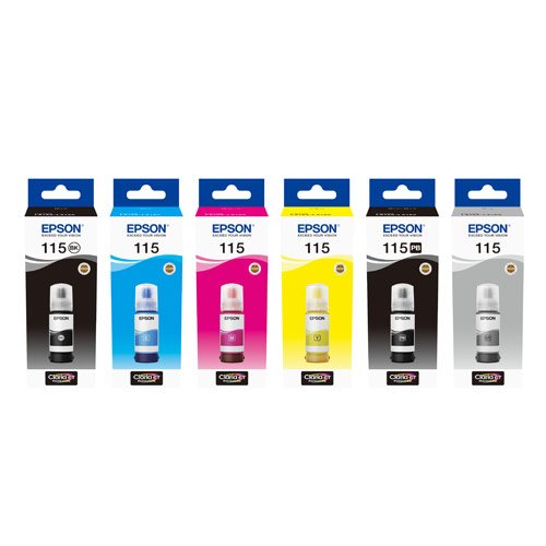 Epson 115 EcoTank Pigment Black, Cyan, Black, Magenta, Yellow, Grey Full Set Ink Bottle Price in Bangladesh