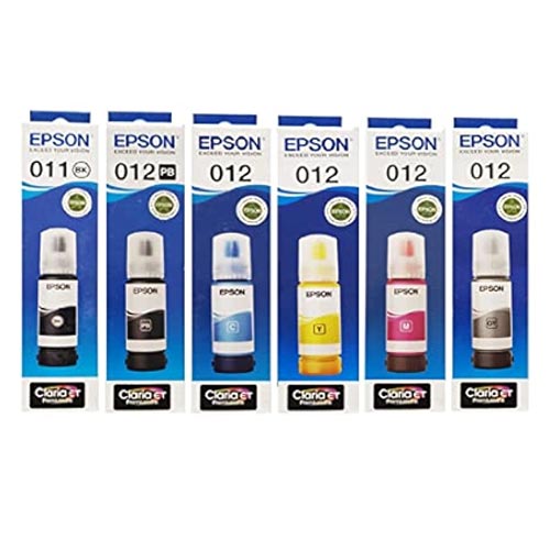 Epson 011BK, 012PB, 012C, 012Y, 012M, 012GR Full Set Ink Bottle (Set of 6) Refill Ink Bottle Price in Bangladesh