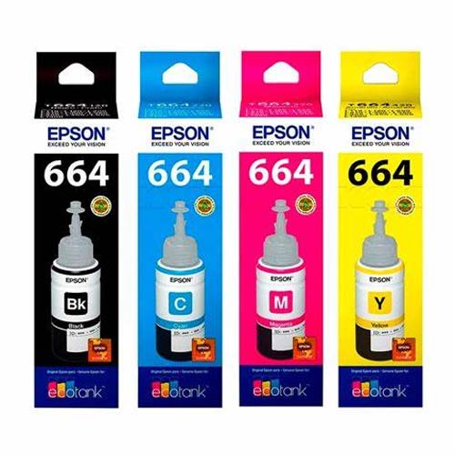 Epson T664 CMYK Full Set Refill Ink Bottle for Epson EcoTank Printer