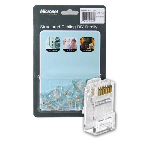 Micronet SP1111 Cat-5 RJ45 Connector Plug Cable Connector Pack of 20 Pieces Box in Bangladesh